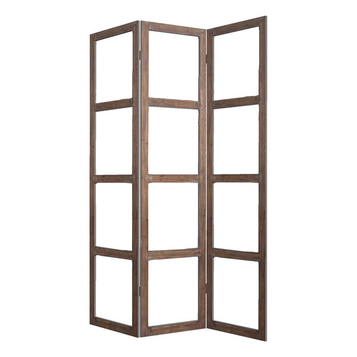 84" Folding Three Panel Screen Room Divider - Brown