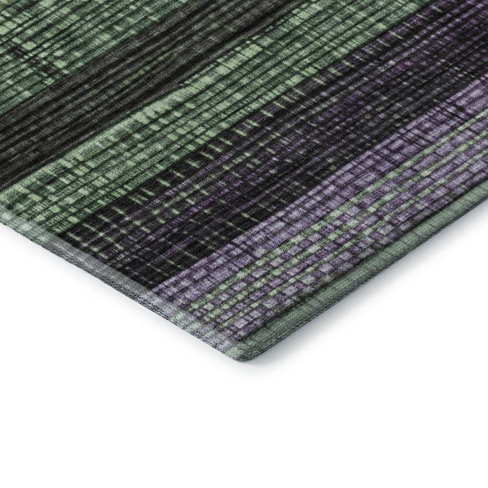 10' X 14' Striped Washable Area Rug With UV Protection (706457) - Purple / Green