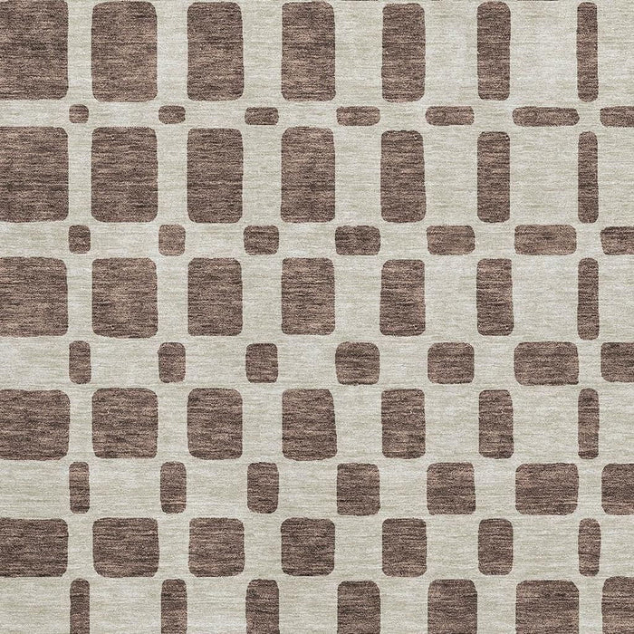 10' X 14' Geometric Washable Area Rug With UV Protection (669270) - Brown / Ivory