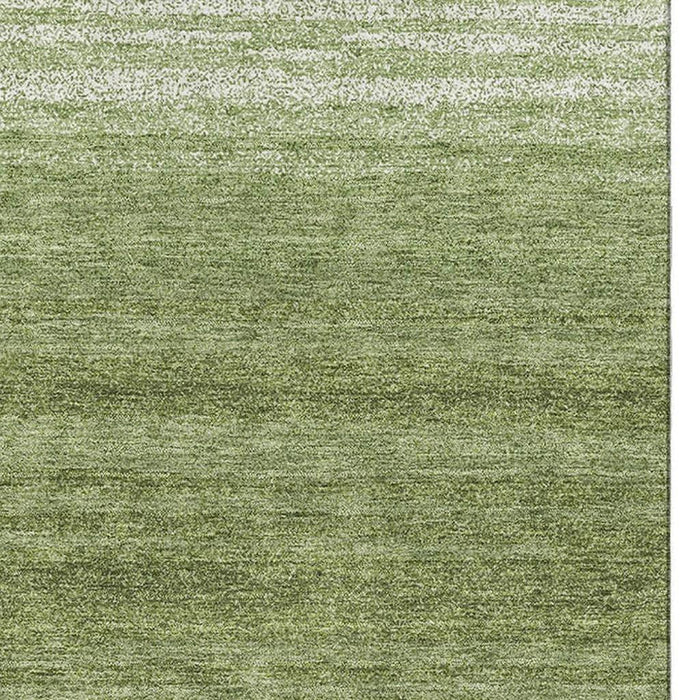10' X 14' Striped Washable Area Rug With UV Protection (681107) - Green / Ivory