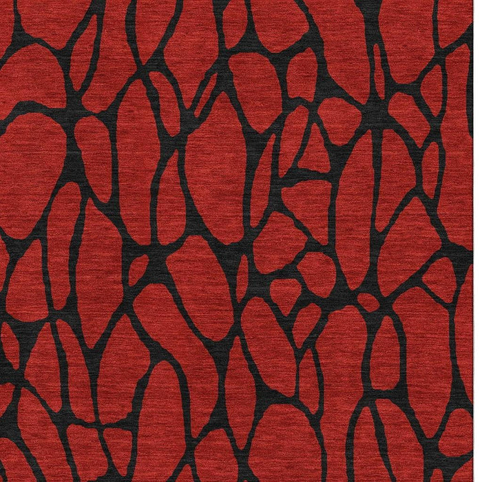 10' X 14' Geometric Washable Area Rug With UV Protection (680367) - Red / Black