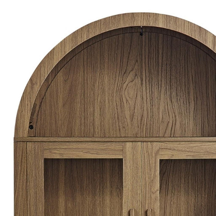 Wood Oval Accent Cabinet With Two Doors - Brown