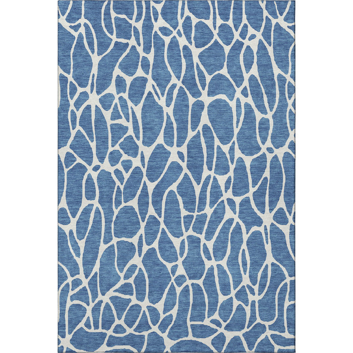 10' X 14' Geometric Washable Area Rug With UV Protection (680391) - Blue / Ivory