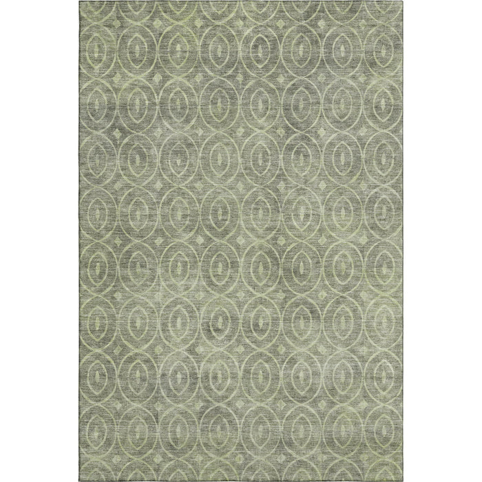 10' X 14' Geometric Washable Area Rug With UV Protection (691860) - Artichoke Green / Ivory