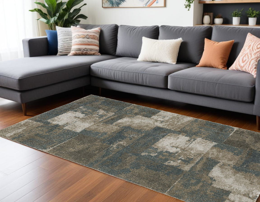 9.8' x 12.8' Geometric Power Loom Area Rug - Teal Blue