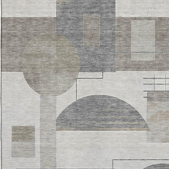 10' X 14' Geometric Washable Area Rug With UV Protection (697440) - Beige / Gray / Silver