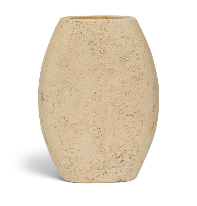 Elegant Sadie travertine vase from Meridian Furniture, showcasing a smooth, rounded ceramic design for stylish home decor.
