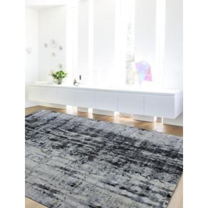 8' x 11' Abstract Hand Loomed Area Rug - White And Blue