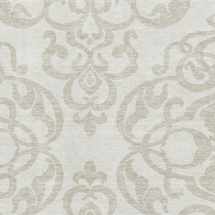 10' X 14' Damask Washable Area Rug With UV Protection (676932) - Ivory / Beige