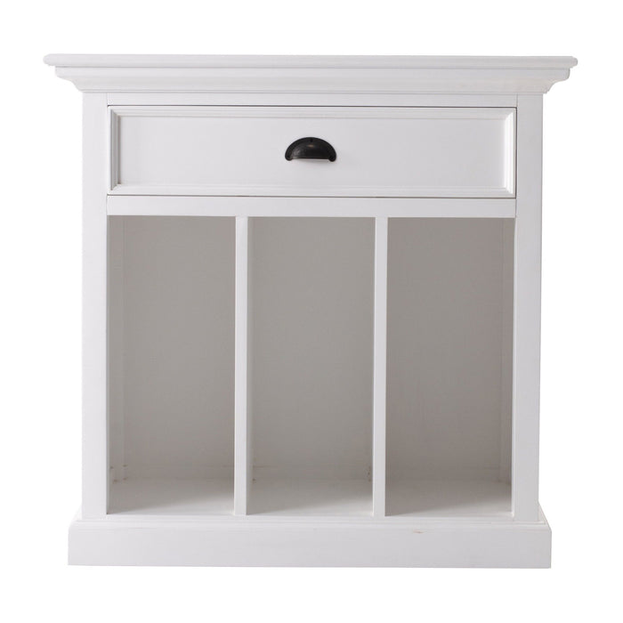 Wood Nightstand With Dividers - Distressed White