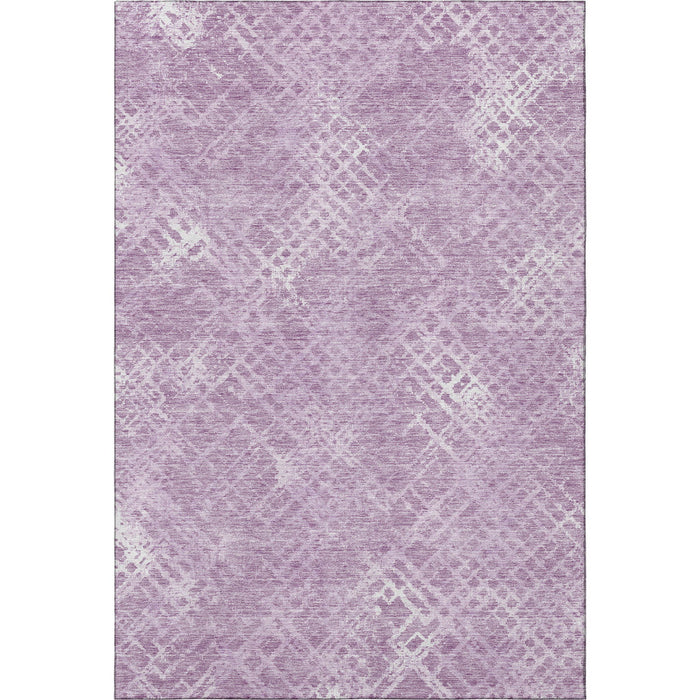 10' X 14' Abstract Geometric Washable Area Rug With UV Protection - Lavender And Ivory