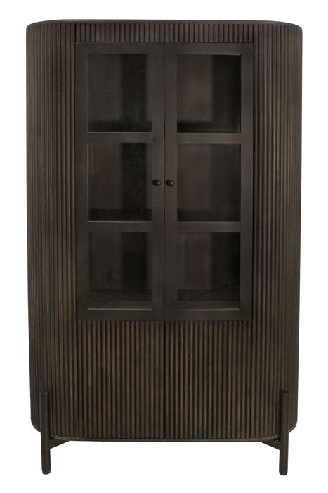 Solid Wood Iron Accent Cabinet With Four Doors - Espresso / Black