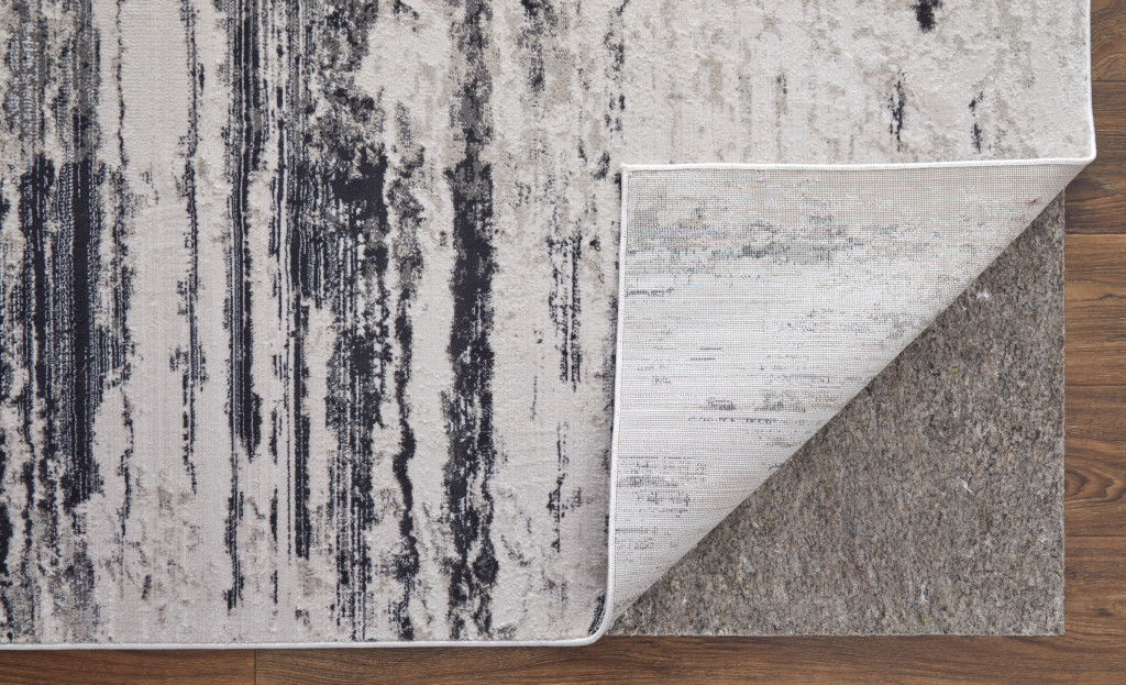 10' x 13' Abstract Power Loom Worn Faded Area Rug - Gray Ivory And Taupe