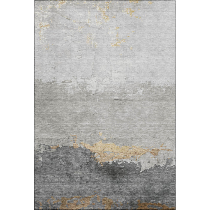 10' X 14' Abstract Washable Area Rug With UV Protection (706903) - Gold / Gray