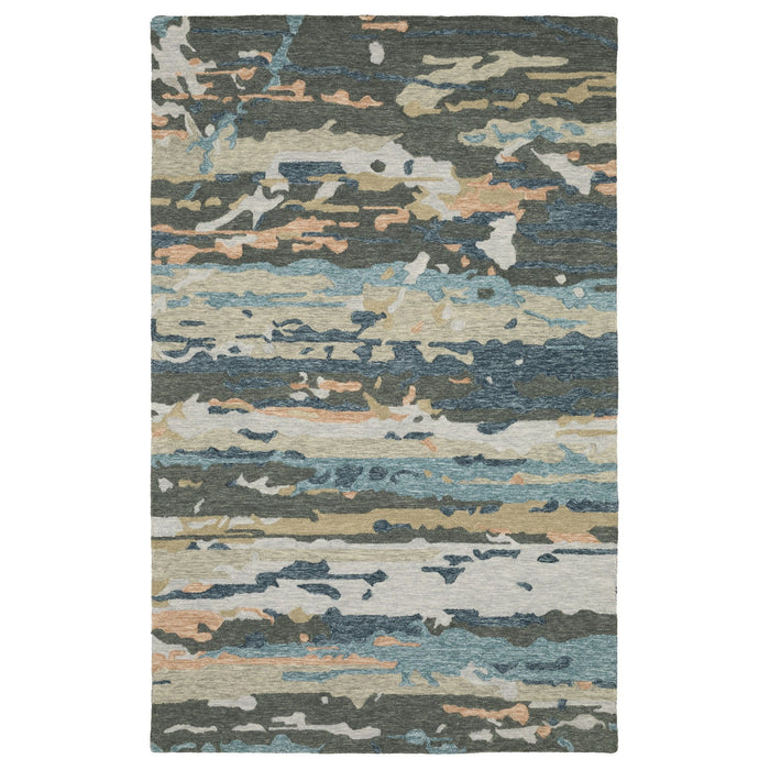 5' X 8' Wool Abstract Hand Tufted Area Rug - Gray / Blue