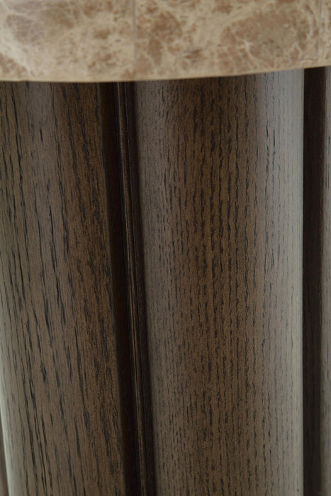 Burnished brown Darimore chair side end table by Signature Design Ashley, featuring a sleek, modern design and smooth wooden finish.