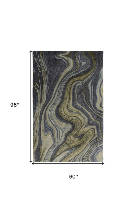 5' x 8' Abstract Hand Tufted Area Rug - Blue And Green