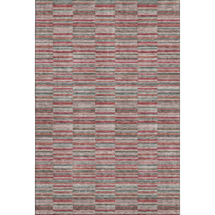 10' X 14' Copper Striped Washable Area Rug With UV Protection - Red