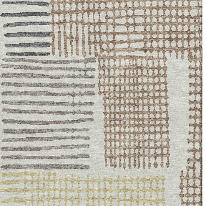 10' X 14' Geometric Washable Area Rug With UV Protection (709854) - Sand / Brown / Ivory