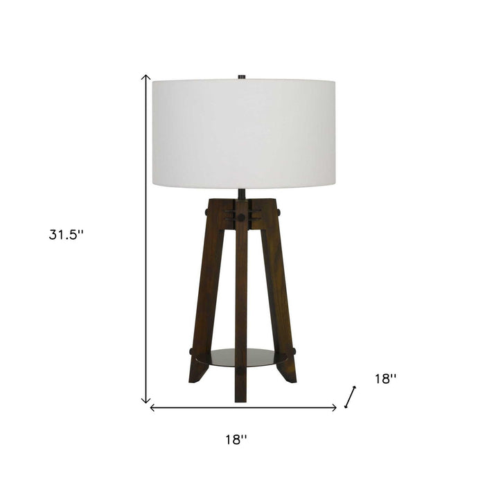 Metal Tripod Table Lamp With Off-White Drum Shade - Brown