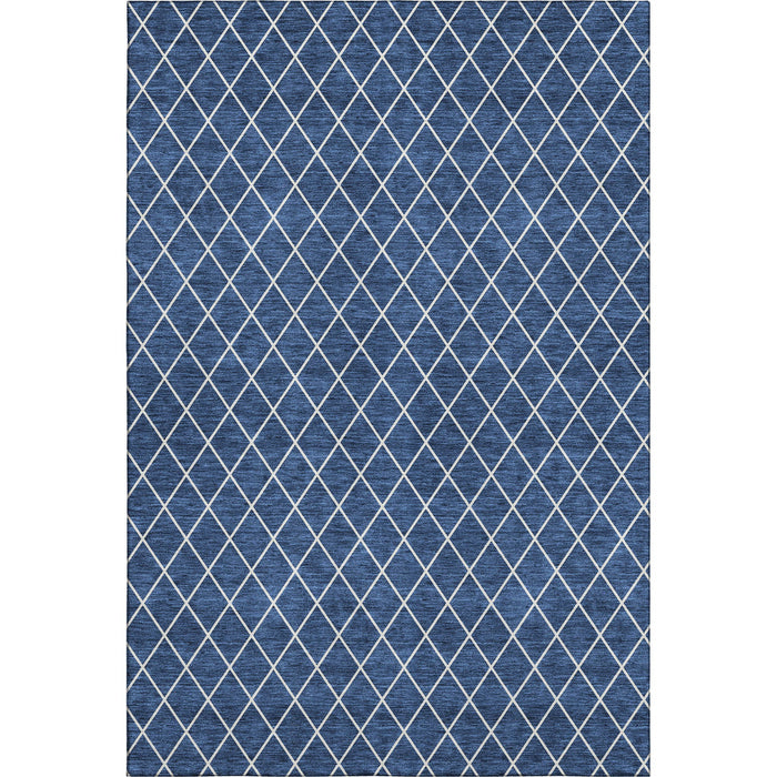 10' X 14' Geometric Washable Area Rug With UV Protection (674113) - Navy Blue / Ivory