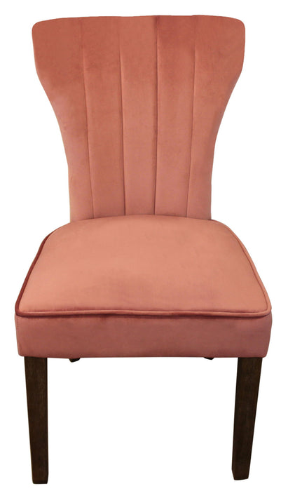 Upholstered Velvet Dining Parsons Chairs (Set of 2) - Blush / Brown