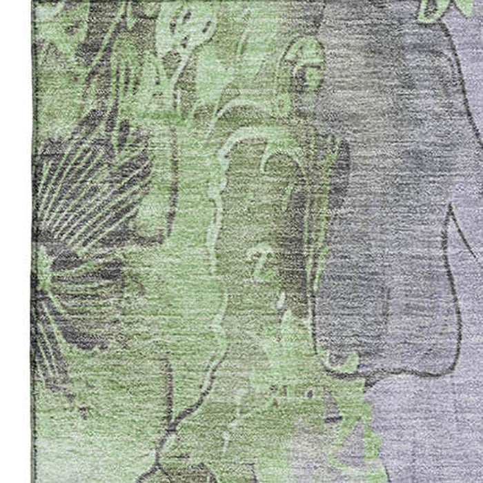 10' X 14' Floral Washable Area Rug With UV Protection (706325) - Lavender / Green