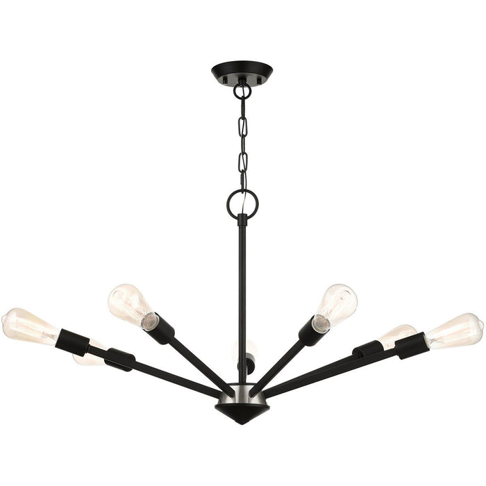 20" Seven Light Dimmable Chandelier With Shades - Black