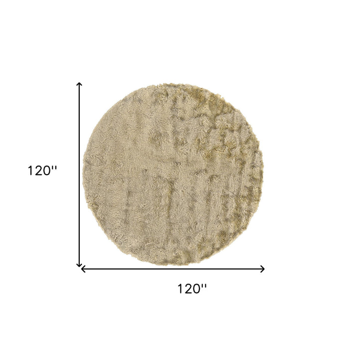 10' Round Shag Tufted Handmade Area Rug - Tan And Taupe