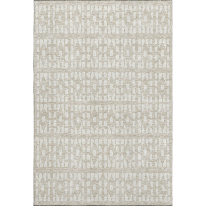 10' X 14' Geometric Washable Area Rug With UV Protection (676248) - Beige / Ivory