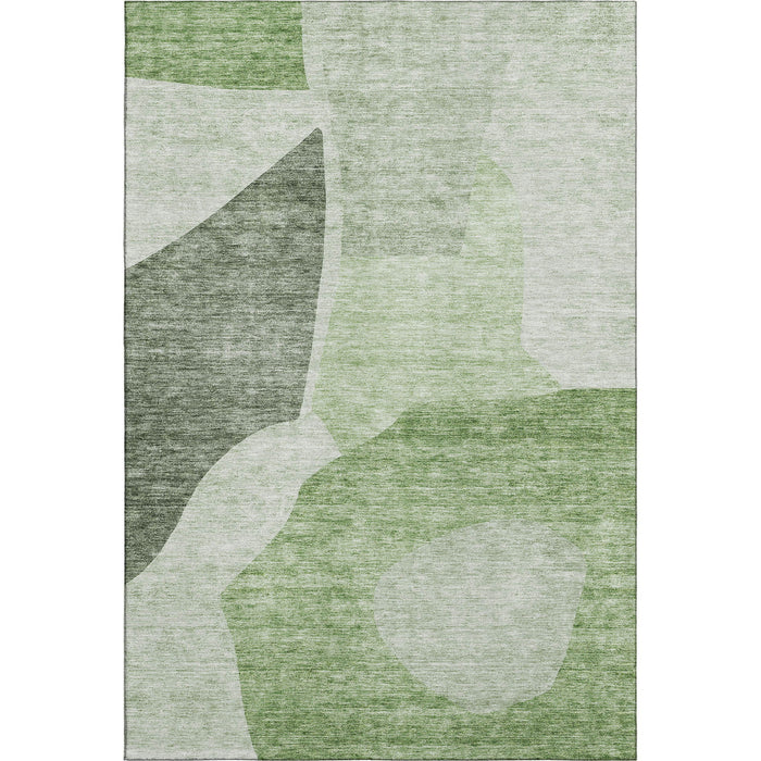 10' X 14' Abstract Washable Area Rug With UV Protection (655246) - Artichoke Green / Ivory