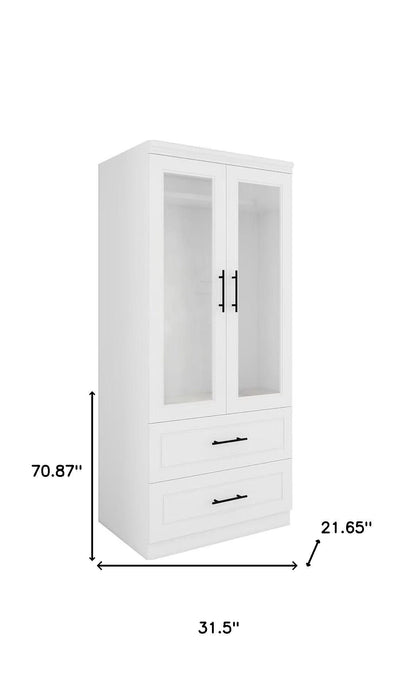 71" Clear Two Door Two Drawer Combo Dresser - Clear And White