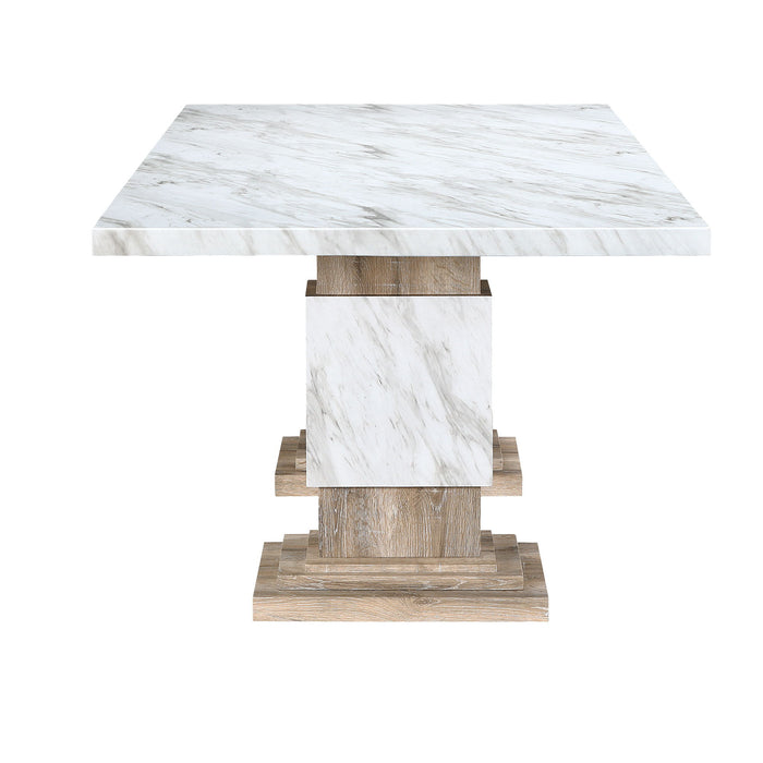 82" Wood Pedestal Base Dining Table - Natural