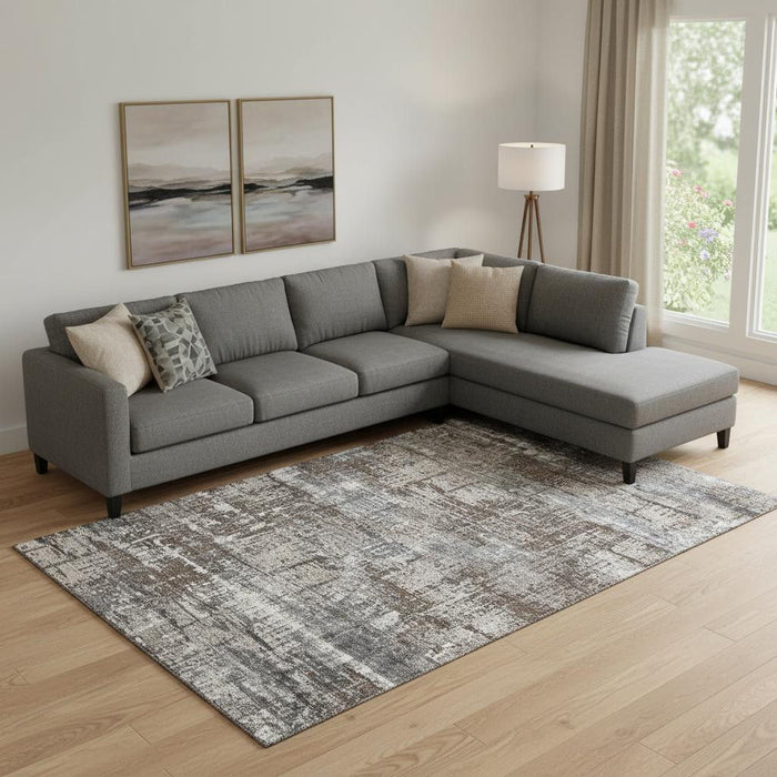 10' X 14' Geometric Washable Area Rug With UV Protection (709702) - Brown / Taupe / Gray