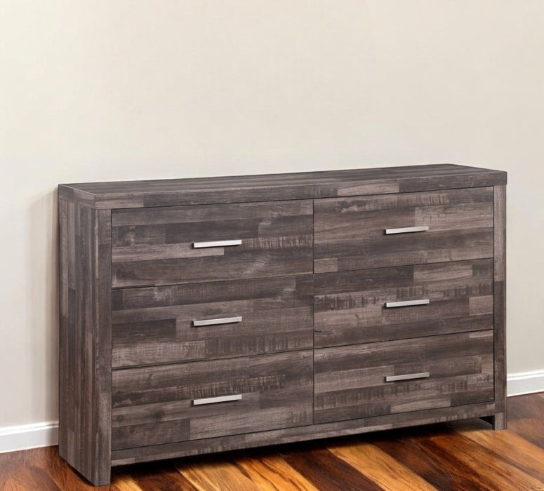 Solid Wood Six Drawer Double Dresser - Dark Brown
