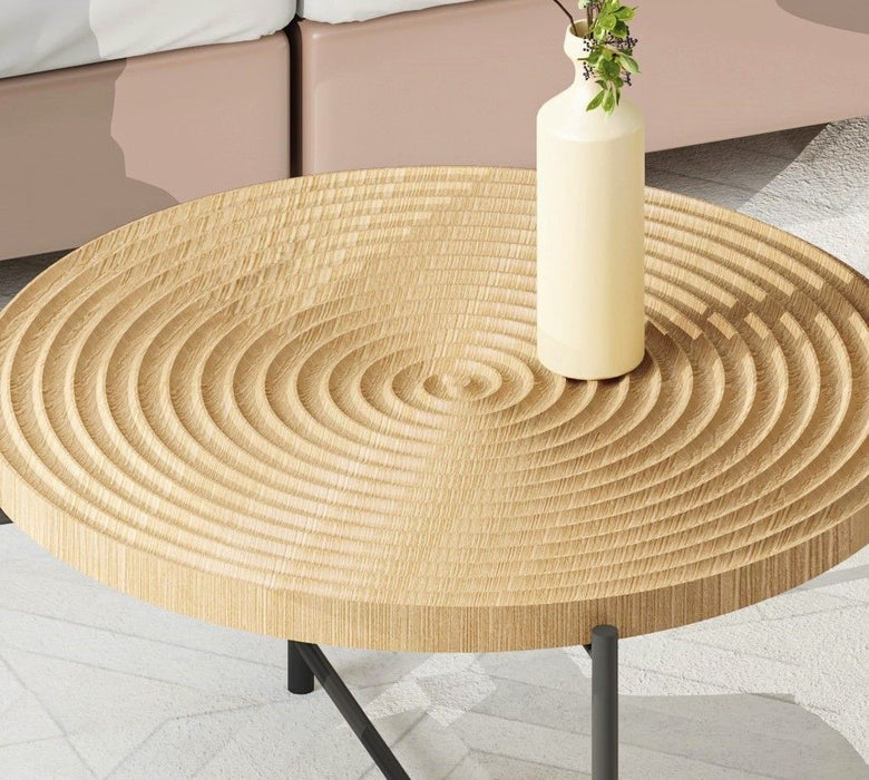 Giga waterproof coffee and end table set with distressed cylindrical design and rustic charm, set of 2, showing covered tables with legs.