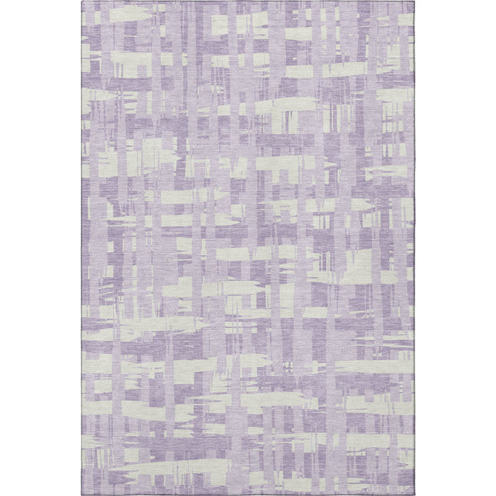 10' X 14' Striped Washable Area Rug With UV Protection (705689) - Lavender / Ivory