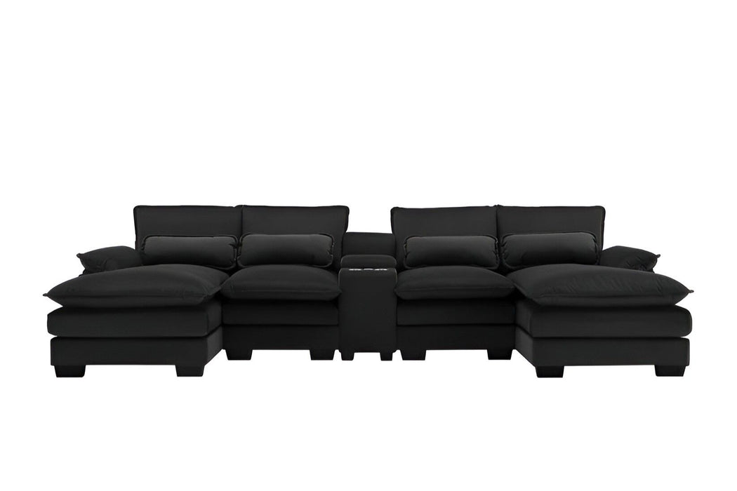 Fabric Modular USB Sofa - Black