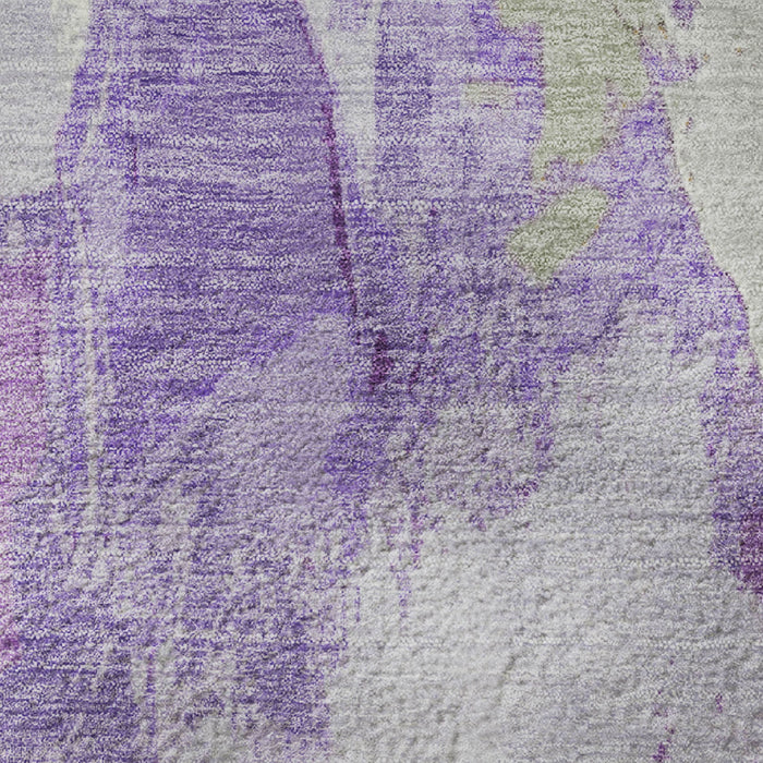10' X 14' Abstract Washable Area Rug With UV Protection (707917) - Purple / Green / Ivory