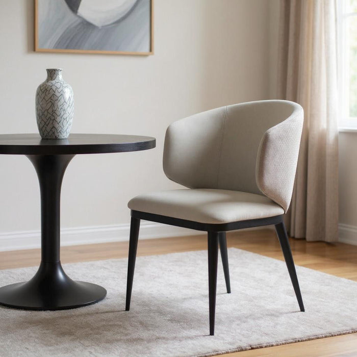 Upholstered Faux Leather Wing Back Dining Arm Chair - Beige