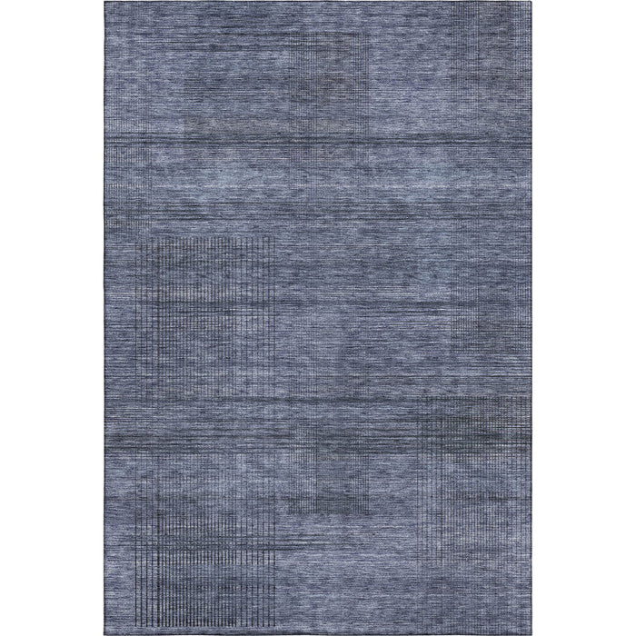 10' X 14' Striped Washable Area Rug With UV Protection - Navy Blue And Gray