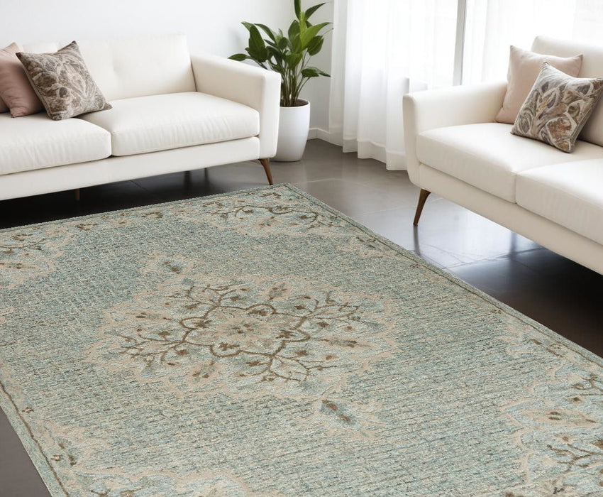 8' x 10' Wool Hand Tufted Area Rug - Blue