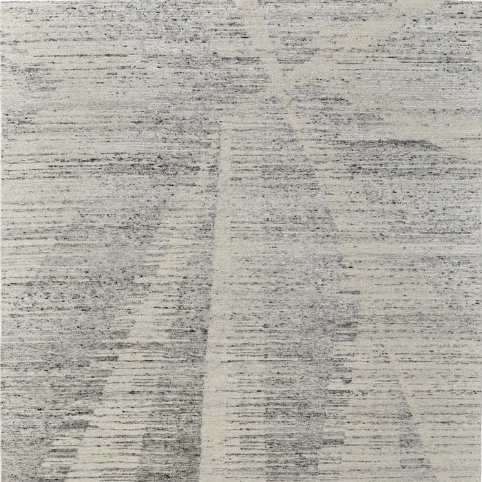 3' x 5' Abstract Hand Knotted Worn Faded Area Rug - Ivory And Gray