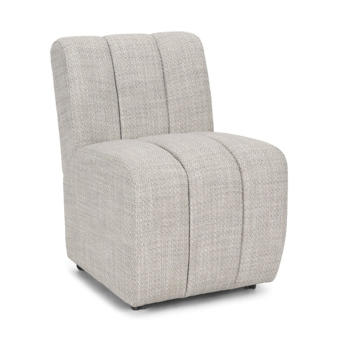 Upholstered Fabric Dining Side Chair With Wheels - Gray / Black