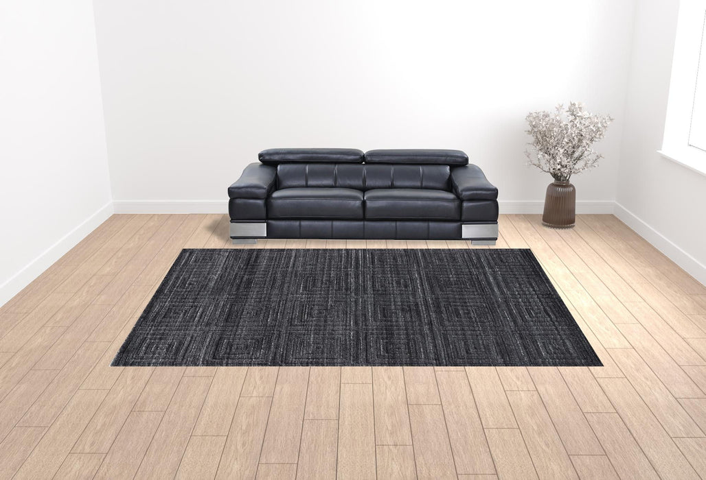 10' x 14' Striped Hand Woven Area Rug - Gray And Black
