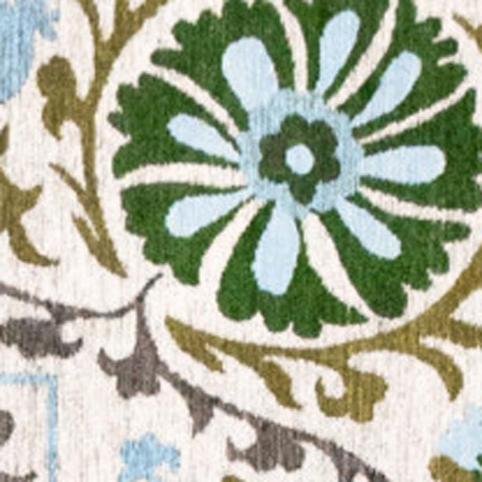 5' X 7' Tribal Washable Area Rug With UV Protection (610060) - Cream / Green / Blue
