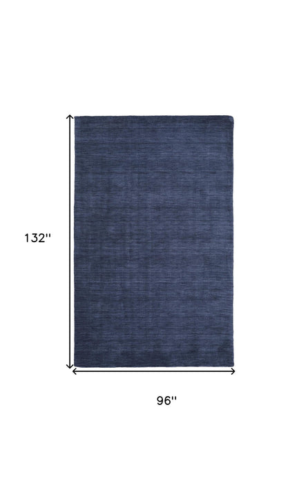 8' x 11' Wool Hand Woven Area Rug - Blue