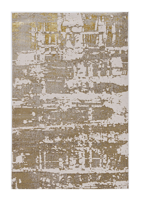 10' x 13' Machine Woven Abstract Indoor Area Rug - Ivory Gold