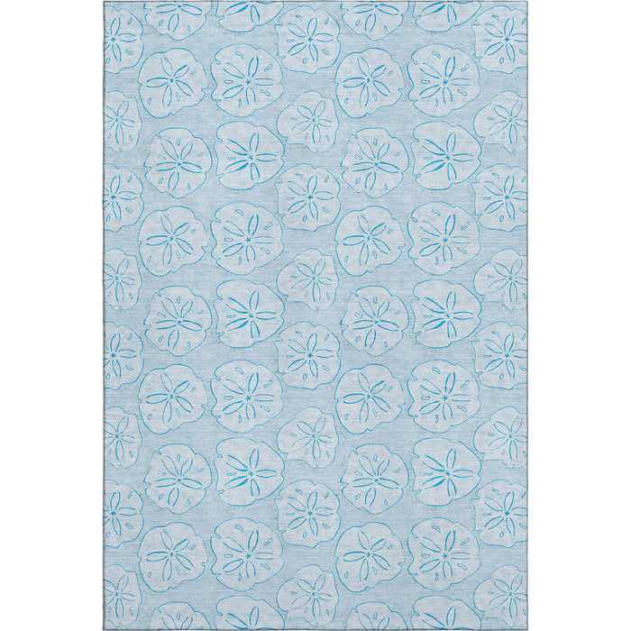 10' X 14' Geometric Washable Area Rug With UV Protection (646097) - Blue / Ivory