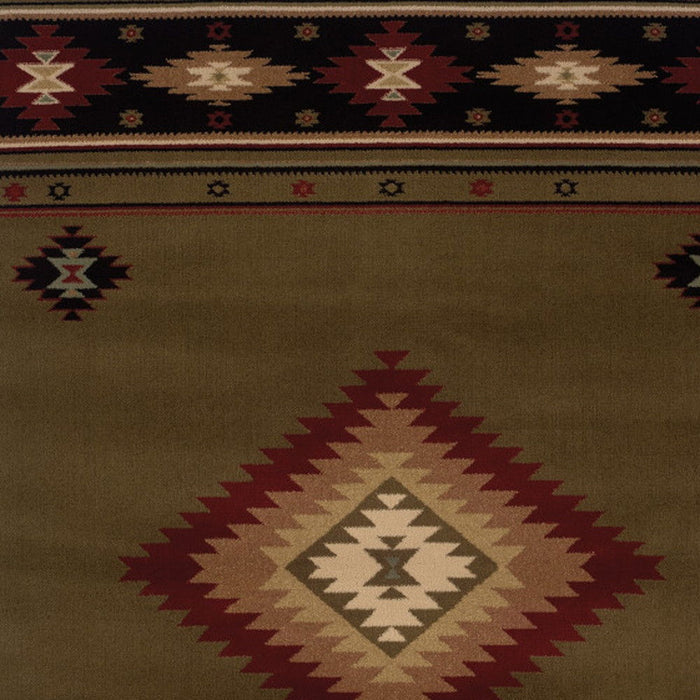 10' x 13' Southwestern Power Loom Stain Resistant Area Rug - Green